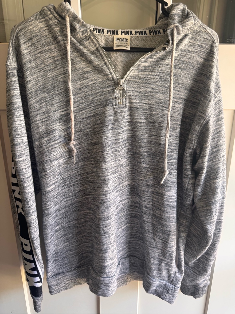PINK Victoria's Secret Gray Marled Half-Zip Hoodie